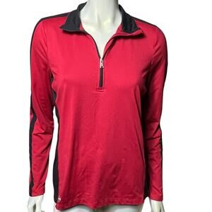 RLX Ralph Lauren Performance Half Zip Pullover Red Black Top Size L